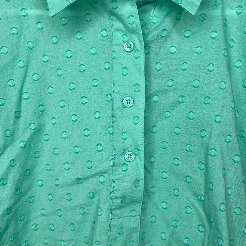 Van Heusen Teal Top Size XXL Women’s Cotton Dots Collar Button Details - Picture 4 of 11